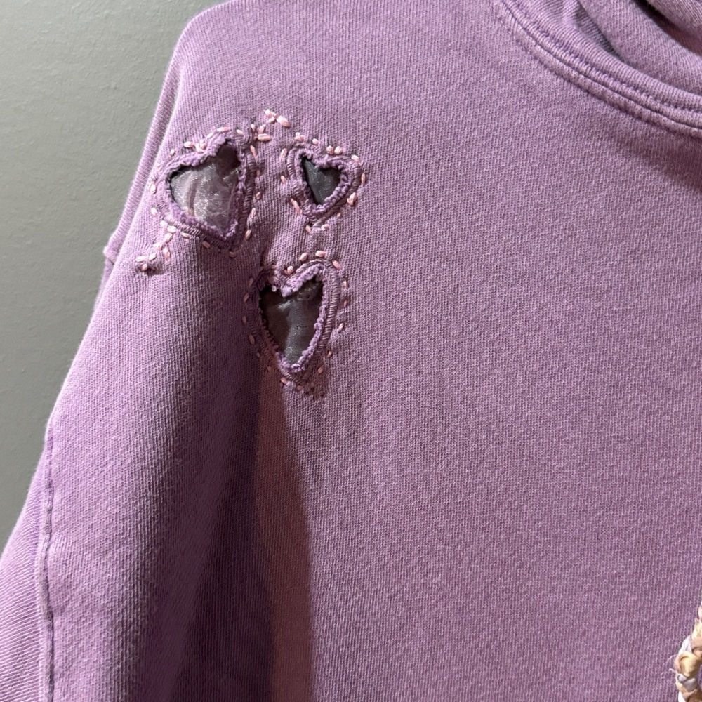 Free People Love Letters Lavender Hoodie Embroidered XS NWT Sold Out Unique - Picture 5 of 8